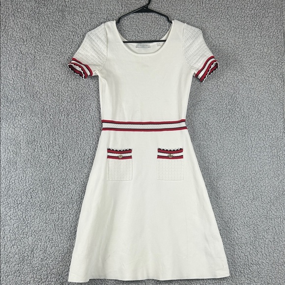 Sandro Paris Dresses & Skirts - Sandro Paris Short Sleeve Flare Knee Length Crochet Dress Size 36